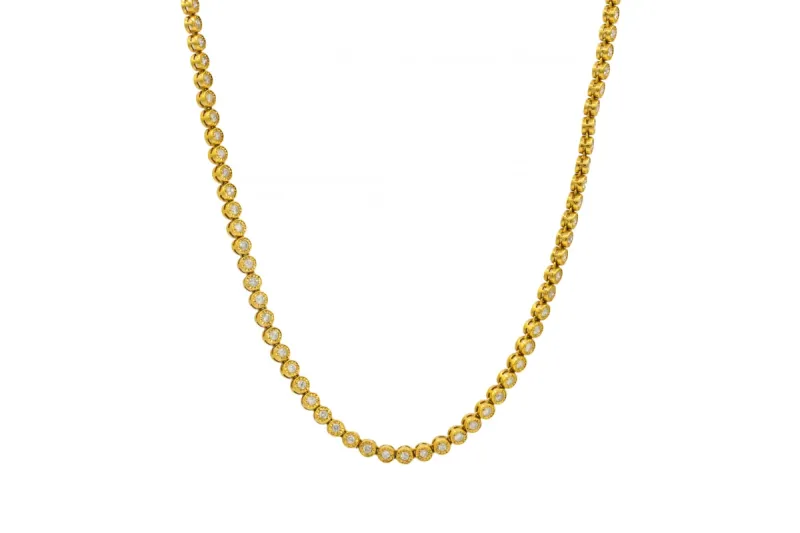 9ct Yellow Gold Diamond Tennis Necklace 13.30ct
