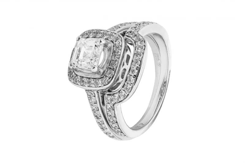 18ct White Gold Diamond Engagement Ring Set 2ct G SI1 GIA Cert