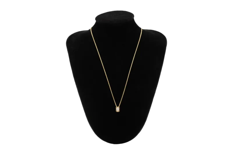Gold Plated Sterling Silver Lab Grown Radiant Cut Diamond Necklace 0.50ct