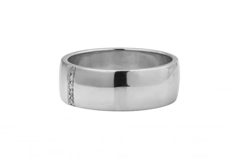 Platinum Diamond D-Shape Wedding Band