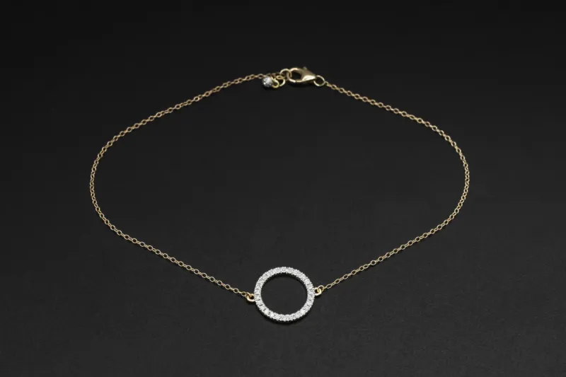 9ct Yellow Gold Diamond Anklet 0.15ct