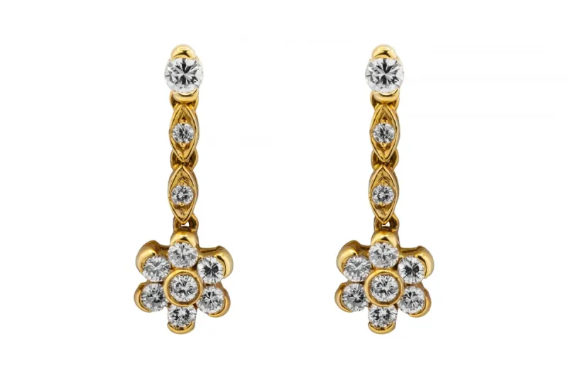 18ct Yellow Gold Diamond Drop Stud Earrings 0.20ct