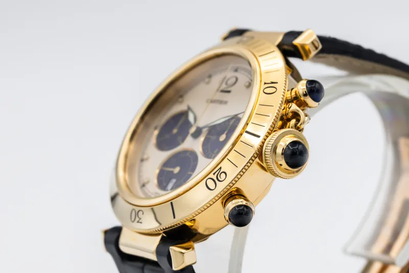 Cartier Pasha de Cartier Chronograph 38mm Dark Blue Leather W3003551/0960 1996