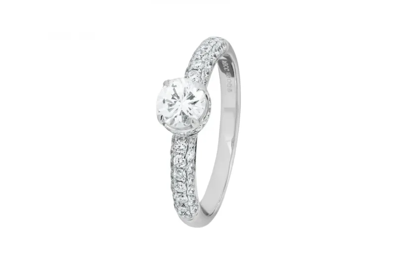 18ct White Gold Round Brilliant Diamond Bezel Set Engagement Ring 1.15ct