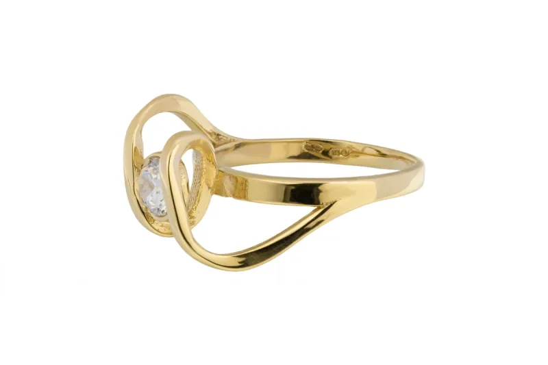 9ct Yellow Gold Cubic Zirconia Twist Ring 3.1g