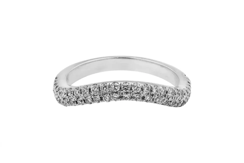 18ct White Gold Curved Pavé Diamond Ring 0.75ct