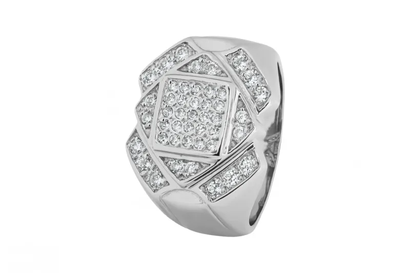9ct White Gold Diamond Mens Ring 0.98ct