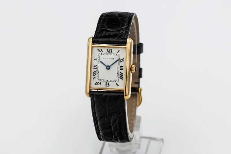 Cartier Tank Francaise Quartz 25mm Black Leather 83717702 Circa 1990s