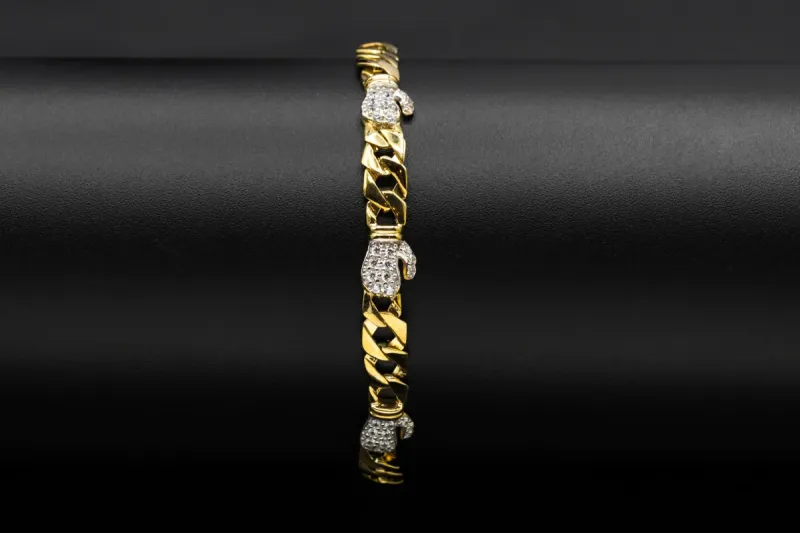 9ct Yellow Gold Cubic Zirconia Boxing Gloves Children's Bracelet 7.6g
