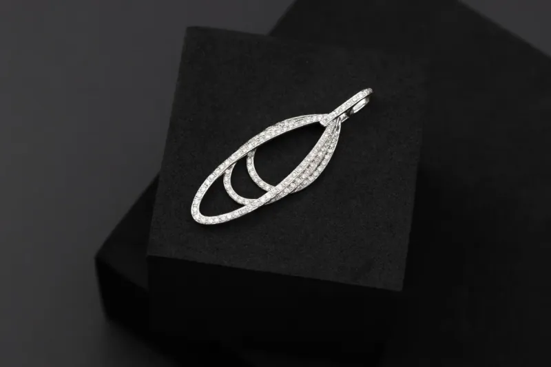 18ct White Gold Diamond Triple Loop Swing Pendant 0.78ct