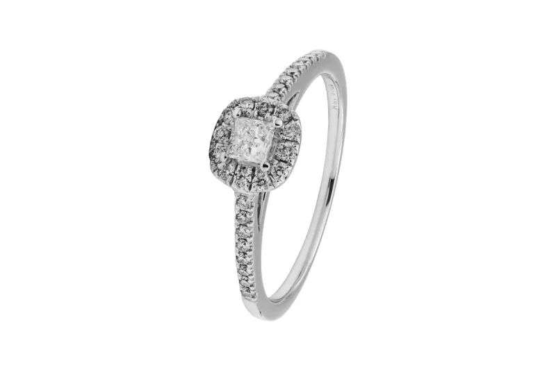18ct White Gold Princess Cut Diamond Engagement Ring 0.52ct