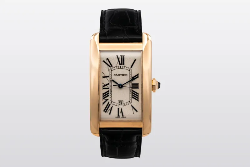 Cartier Tank Americaine 45.1x26.6mm Black Leather W2609156/2505 Circa 2010