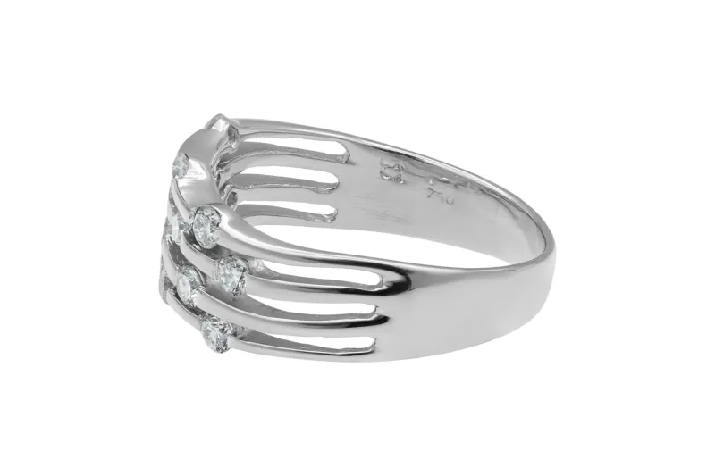 18ct White Gold Four Row Diamond Dress Ring 0.60ct