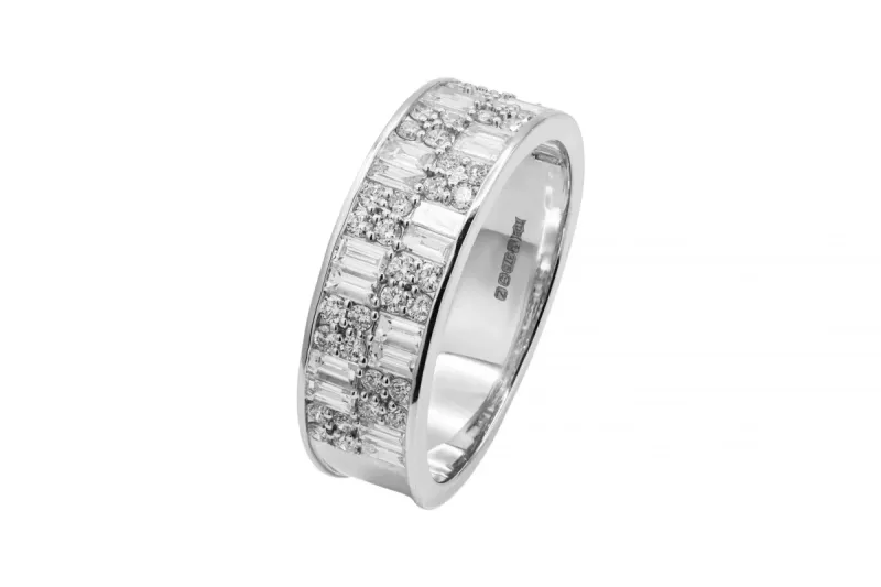 9ct White Gold Mens Diamond Ring 1.21ct