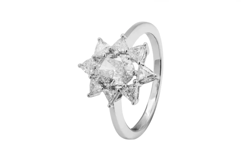 18ct White Gold Art Deco Diamond Ring 1.48ct