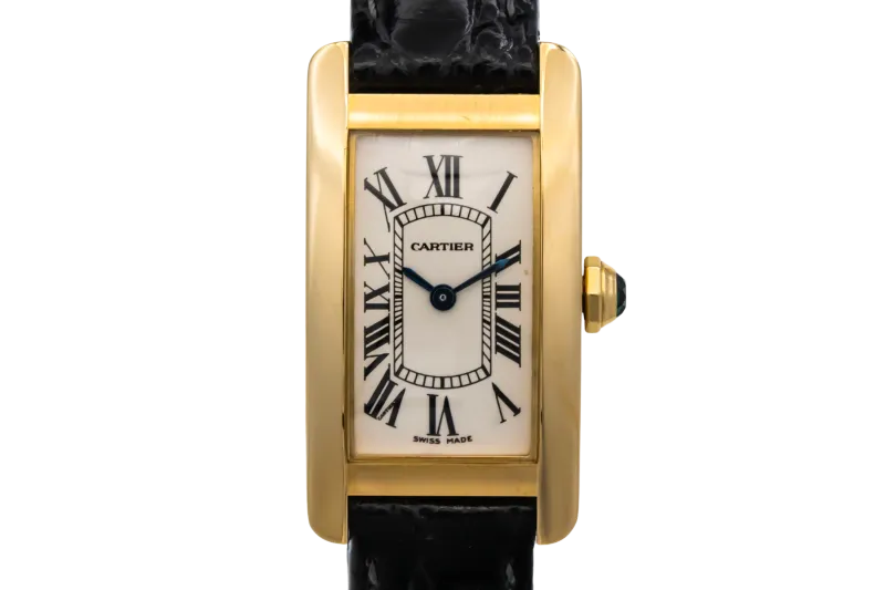 Cartier Tank Americaine 19mm Black Leather W2601556 Circa 2000s