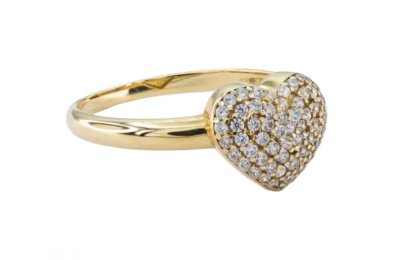 9ct Yellow Gold CZ Heart Ring 1.8g