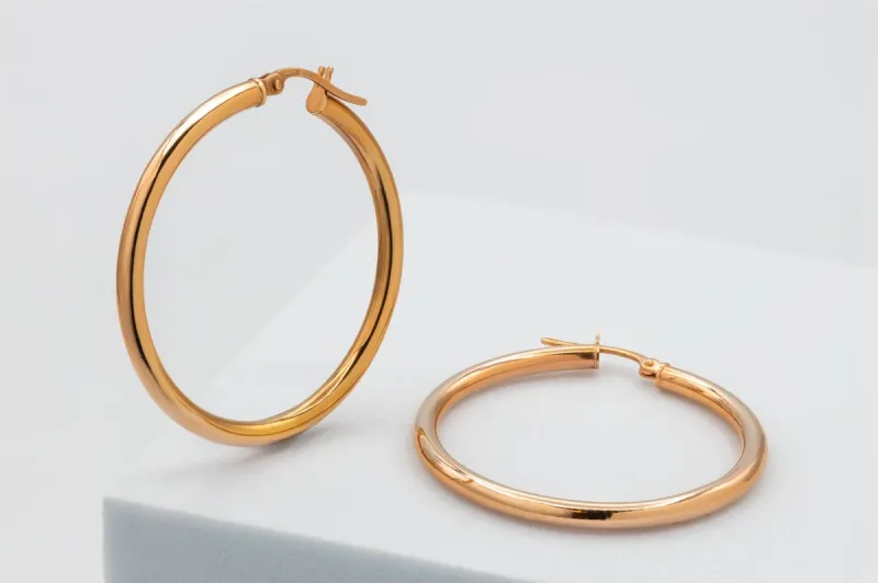 9ct Rose Gold Hoop Earrings 1.8g