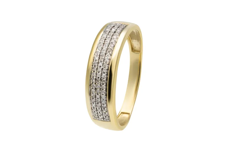9ct Yellow Gold Micropave Diamond Wedding Band 0.30ct