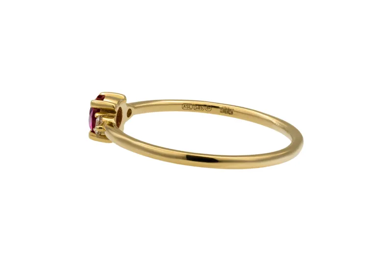 14ct Yellow Gold Brilliant Cut Pink and White Cubic Zirconia Ring 1.50g