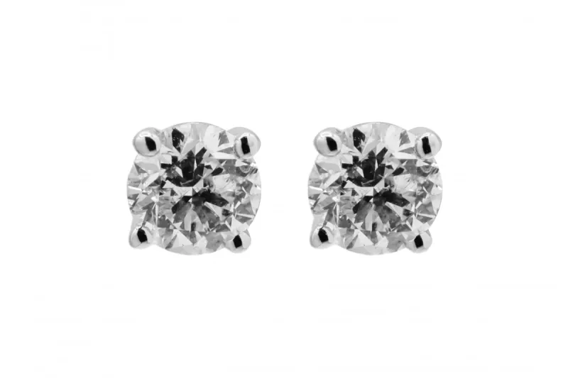 18ct White Gold Round Brilliant Diamond Stud Earrings 0.50ct