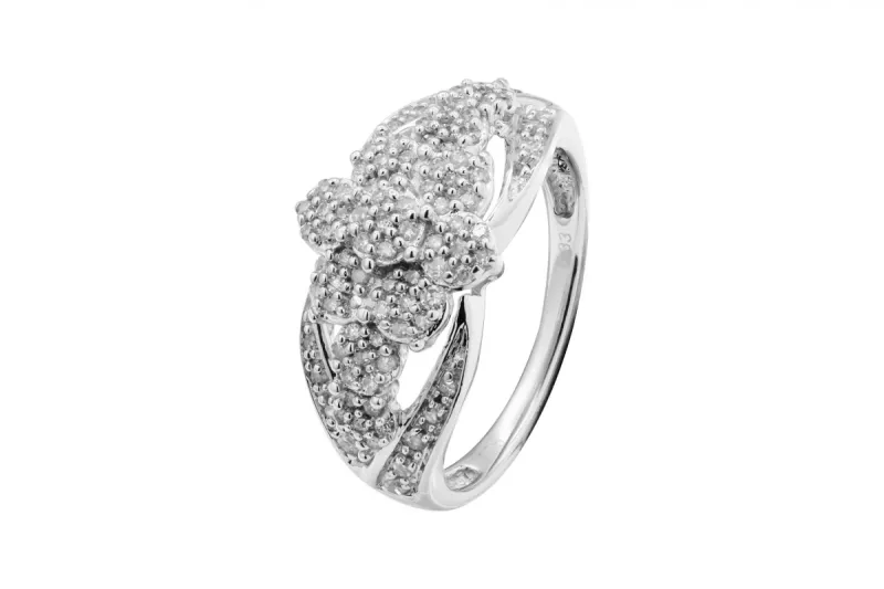 9ct White Gold Art Deco Diamond Ring 0.33ct