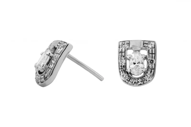 9ct White Gold Oval Shield Diamond Stud Earrings  2.5g