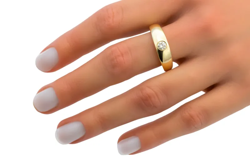 18ct Yellow Gold 0.25ct Diamond Ring Rubover Setting