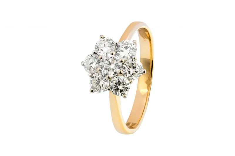 18ct Yellow Gold Diamond Cluster Ring 1.00ct