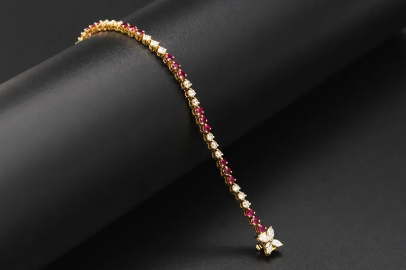 18ct Yellow Gold Diamond & Ruby Bracelet 1.50ct