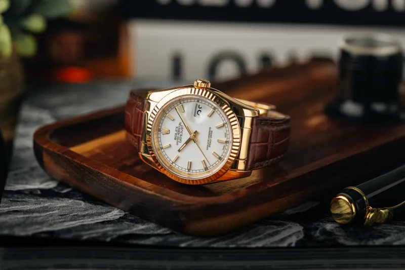 Rolex DateJust 36mm Brown Leather Strap 116138 2010