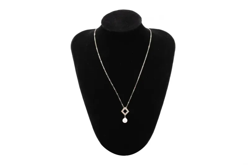 Fresh Water Pearl & Diamond Drop Down Set 0.72ct