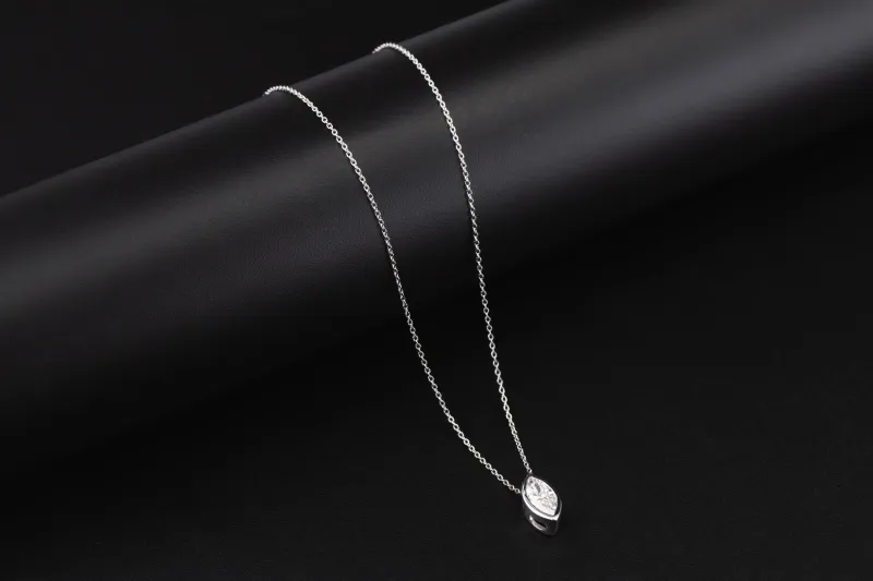 Sterling Silver Lab Grown Marquise Cut Diamond Necklace 1.08ct