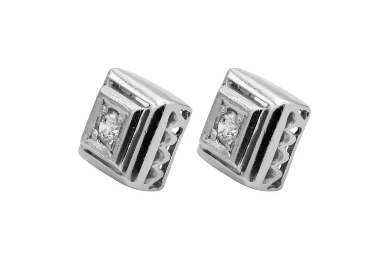 18ct White Gold Diamond Square Stud Earrings  0.10ct