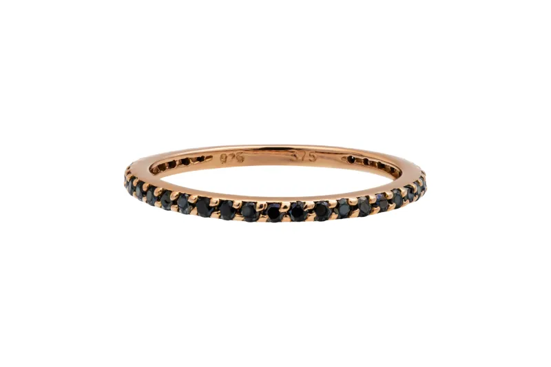 9ct Yellow Gold Black Diamond Ring 0.75ct 1.2g