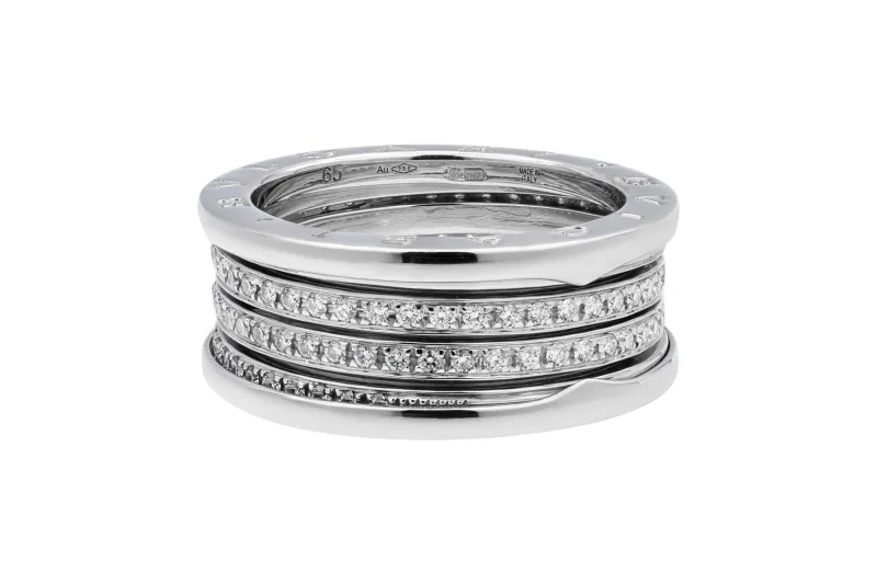 Bvlgari White Gold Diamond B.Zero1 Ring Size 65