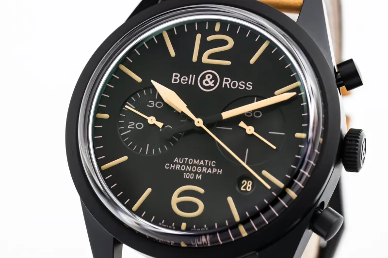 Bell & Ross Chronograph Heritage PVD 41mm Tan Leather BR126-94-SC 2017
