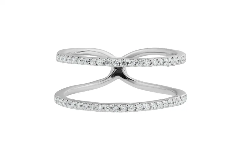 18ct White Gold Double Row Diamond Eternity Ring 0.15ct