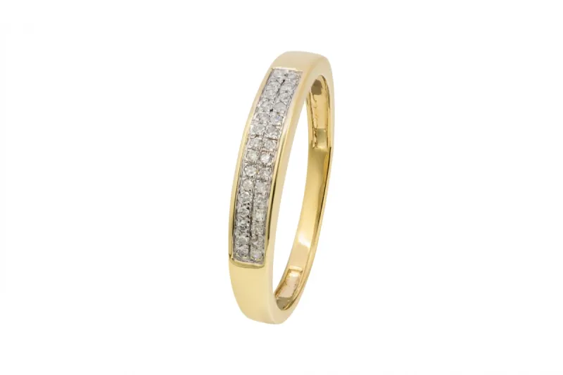 9ct Yellow Gold Double Row Diamond Wedding Band 0.15ct