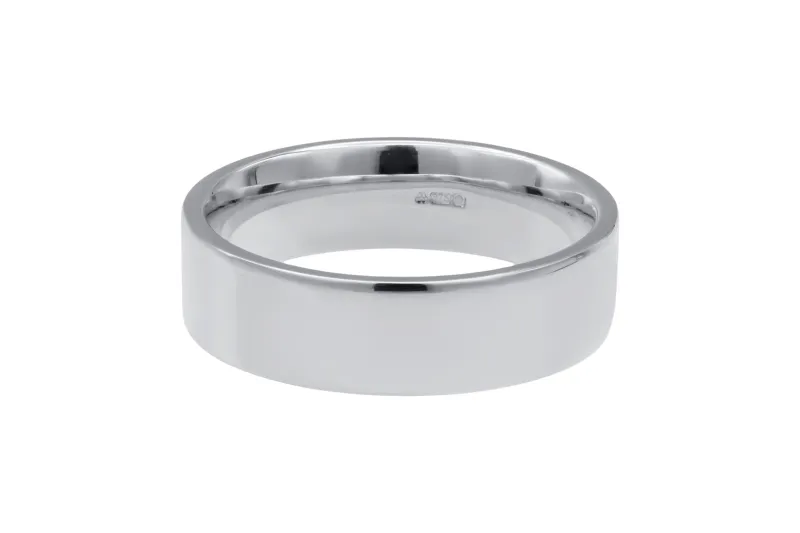 9ct White Gold Flat Court Wedding Band 8.5g