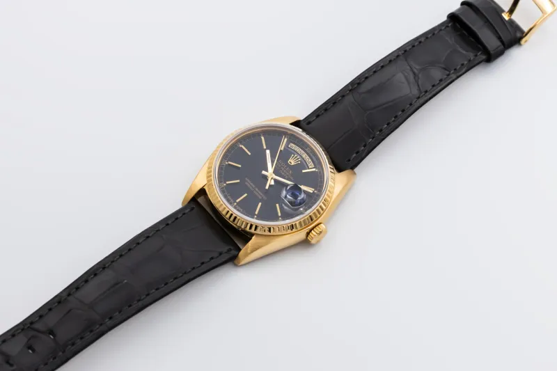 Rolex Day-Date 36mm Black Leather 18038 1978