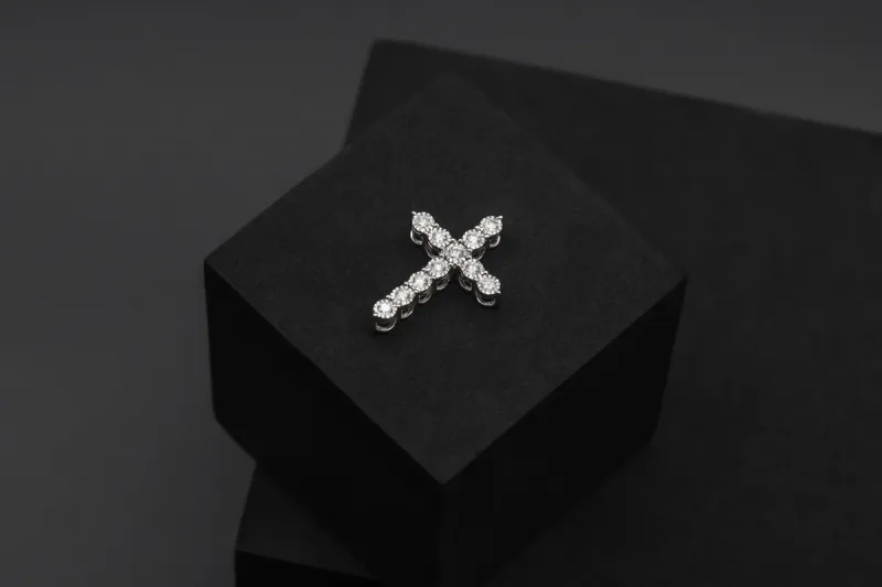 9ct White Gold Diamond Cross Pendant 0.50ct