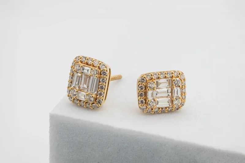 9ct Yellow Gold Diamond Stud Earrings 0.71ct