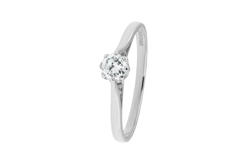 18ct White Gold Round Diamond Solitaire Engagement Ring 0.29ct
