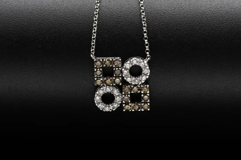 18ct White Gold Cognac & White Diamond Pendant Necklace 0.80ct