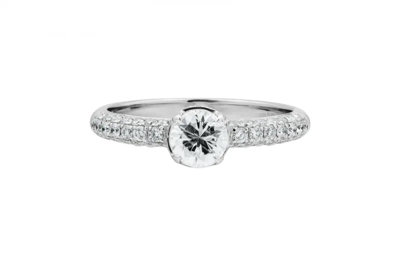 18ct White Gold Round Brilliant Diamond Bezel Set Engagement Ring 1.15ct