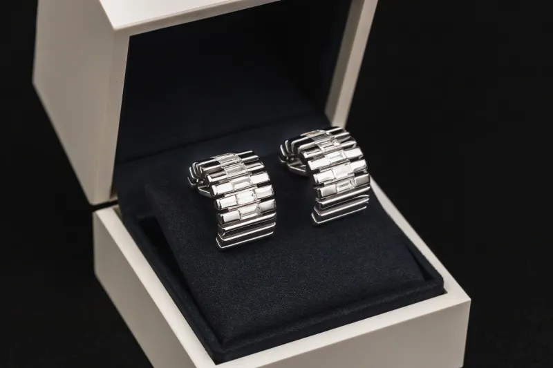 DeBeers Broadwalk Design Baguette Diamond EarHoops 18ct White Gold 1.26ct