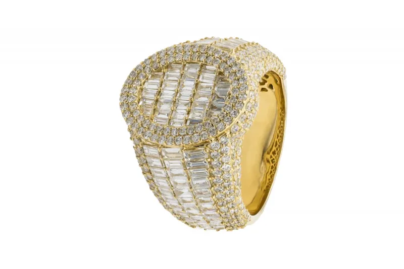 9ct Yellow Gold Diamond Baguette Ring 3.57ct