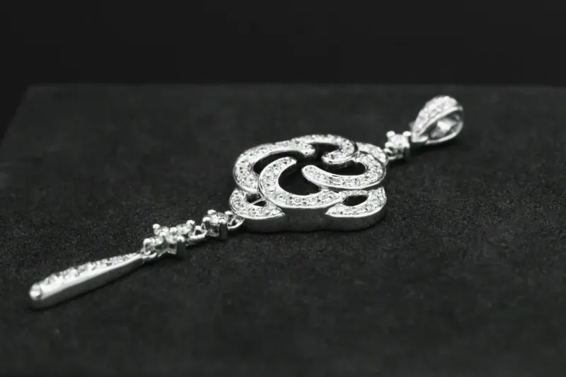 18ct White Gold Diamond Floral Drop Pendant 0.25ct