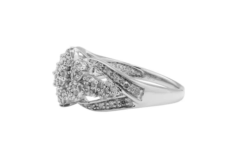 9ct White Gold Art Deco Diamond Ring 0.33ct